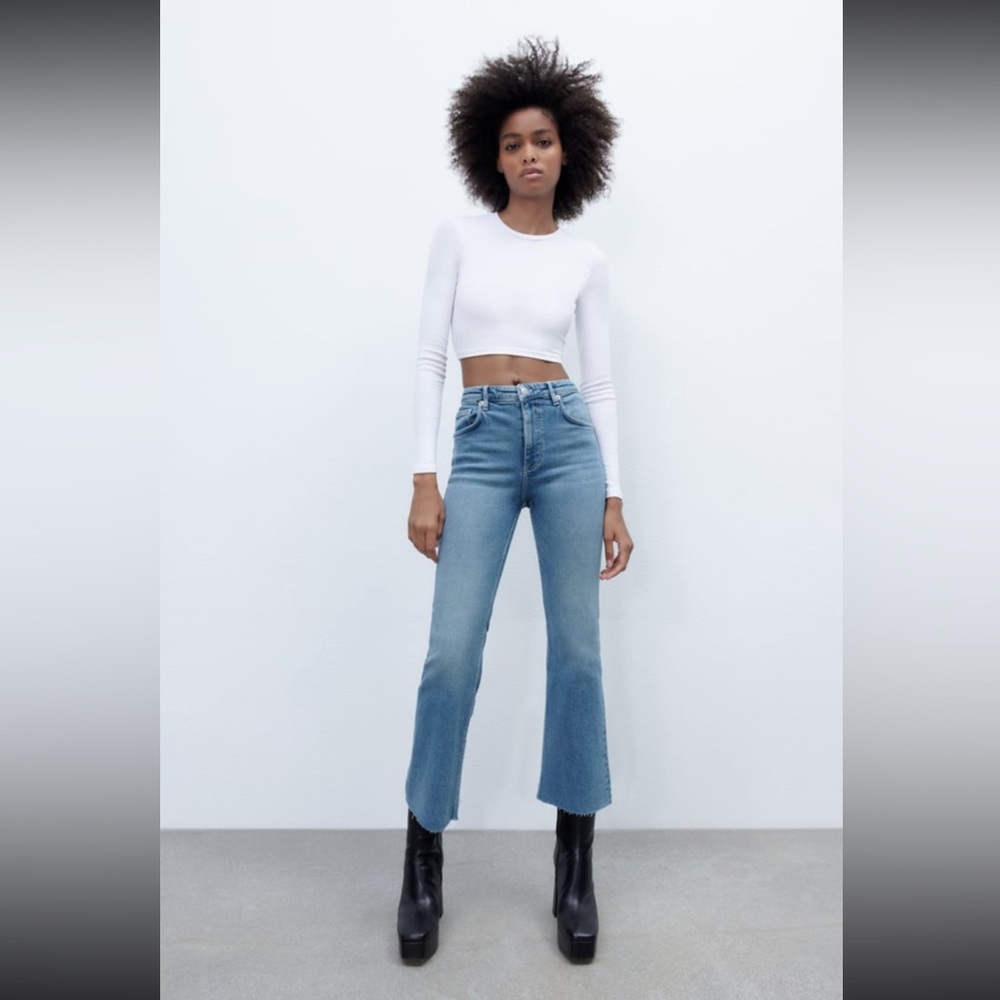 Zara cropped flare jeans